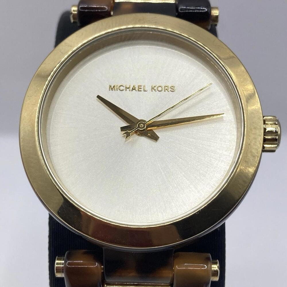 Michael Kors MK4314 Delray Tort Gold Dial Tortoise Acetate Women's Watch Runs - Picture 3 of 9